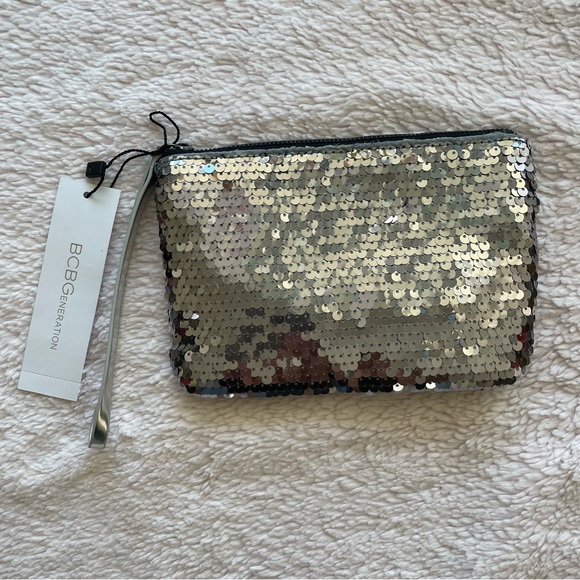BCBGeneration silver sequin wristlet - Picture 2 of 3